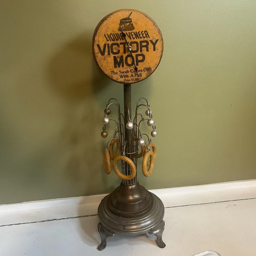 Liquid Veneer Folk Art Clock‎ Works Signed Original OFAK